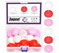 Swpeet Lot de 18 bougies flottantes blanches non parfumées de 3,8 cm - Disques flottants blancs - Sans gouttes - Roulées à la main - Cire de paraffine - Mèches en coton - Pour centres de table,