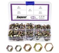 Swpeet Lot de 180 écrous de verrouillage hexagonaux fins plaqués zinc coloré 5 tailles M6 M7 M8 M10 M12 pour raccord de tuyau et plomberie