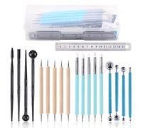 Swpeet Lot de 19 kits d'outils de sculpture en argile à modeler, stylet à bille, outils de poterie, outils en plastique pour l'argile, kit de sculpture pour la fabrication de gâteaux en argile à