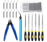 Swpeet Lot de 19 outils d'ébavurage avec 6 limes aiguilles, pinces coupantes diagonales et 11 lames en acier rapide pour résine et aluminium 3D