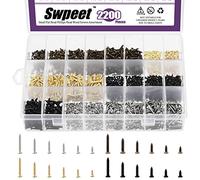 Swpeet Lot de 2 200 Vis à Bois 4 Couleurs 5-16 mm - Assortiment de Mini Vis Plates Cruciformes Auto-Foreuses à Tête Plate