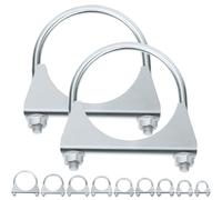 Swpeet Lot de 2 colliers de serrage en U galvanisés de 3,76 mm pour silencieux d'échappement galvanisé, pince de serrage universelle en U, idéal pour la connexion de tuyaux de pointe
