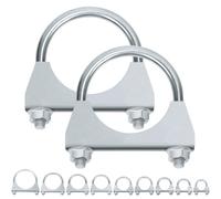 Swpeet Lot de 2 colliers de serrage en U galvanisés pour pot d'échappement - 2-1/2-63 mm - Pour silencieux d'échappement - Pince universelle robuste en U - Idéal pour raccord de tuyaux