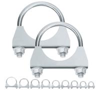 Swpeet Lot de 2 colliers de serrage en U galvanisés pour pot d'échappement 2-1/8,54 mm, silencieux galvanisé, pince de serrage universelle robuste en U, idéal pour raccord de tuyaux