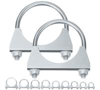 Swpeet Lot de 2 colliers de serrage en U galvanisés pour pot d'échappement 2-3/4/70 mm, silencieux galvanisé, pince de serrage universelle robuste en U, idéal pour raccord de tuyaux