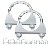 Swpeet Lot de 2 colliers de serrage en U galvanisés pour pot d'échappement - 2,50 mm - Pince de serrage en U - Pour silencieux d'échappement - Pince universelle robuste - Idéal pour la connexion de