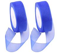 Swpeet Lot de 2 rouleaux de ruban transparent en organza transparent pour bouquets, mariage, décoration d'anniversaire et de mariage - 45,2 m x 2,5 cm - Bleu saphir