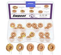 Swpeet Lot de 20 bobines d'inductance à noyau magnétique toroïde 5 tailles 22UH-10A 50UH-5A 100UH-6A 220UH-5A 330UH-3A Fil de cuivre Bobine d'inductance Parfait pour les transformateurs DIY Circuit