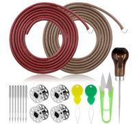 Swpeet Lot de 20 courroies de machine à coudre en cuir de vache avec crochet, ceinture multifonction en cuir de vachette compatible avec les machines à coudre universelles à pédale