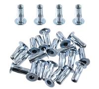 Swpeet Lot de 20 écrous à rivets M4 métriques en acier au carbone blanc plaqué zinc multi-adhérence Plus écrous à riveter Kit d'écrous à riveter Bulged Shank Tête plate Insert fileté Écrou