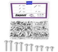 Swpeet Lot de 200 rivets à tête brasero M6 × 6 mm, 10 mm, 14 mm, 20 mm, 25 mm, en aluminium massif, finition unie, tête universelle, haute résistance à la corrosion pour réparation de bateaux, avions,