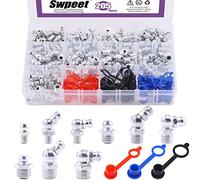 Swpeet Lot de 206 raccords de graisse hydrauliques métriques avec capuchon de fixation en plastique M6 M8 M10 droit à 45 degrés coudé à 90 degrés pour raccord Zerk cassé