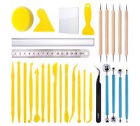 Swpeet Lot de 22 outils de modelage pour argile, stylet, outils de poterie, stylos à pointe en caoutchouc, outils en plastique pour argile, de l'argile, de la céramique