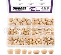 Swpeet Lot de 230 bouchons en bois de 2 styles 3/8", 7/16", 1/2", 17/81,3 cm, 15/81,3 cm, 19/81,3 cm, bouchons à vis, assortiment de bouchons à vis en érable