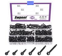 Swpeet Lot de 235 vis autoforeuses noires en acier inoxydable 410 #8 - Vis autotaraudeuses à tête hexagonale - Vis autotaraudeuses à tête hexagonale - Vis en métal antirouille