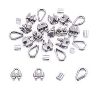 Swpeet Lot de 24 accessoires de câble métallique M2 (1/40,6 cm) - Comprend un serre-câble M2 en acier inoxydable M2, un dé à coudre en aluminium de 2 mm - Parfait pour câble métallique de 0,3 cm (M2)