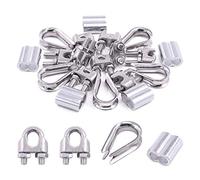 Swpeet Lot de 24 accessoires de câble métallique M3 (5/16"),Comprend un collier de serrage M3,Manchon de sertissage en aluminium de 3 mm