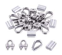 Swpeet Lot de 24 accessoires pour câble métallique M8 (5/16") - Comprend un collier de serrage M8 en acier inoxydable - Cosse à sertir en aluminium de 4 mm