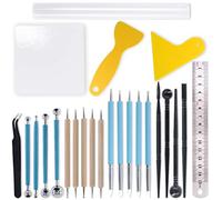 Swpeet Lot de 24 outils de sculpture en argile à modeler avec poignée en bois double face pour sculpture de poterie (N0.2 24 pièces pour pâte à modeler