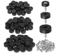 Swpeet Lot de 24 patins de meubles ronds noirs de 30 mm avec vis, en caoutchouc haute performance, antidérapants, pour table, chaise de bureau, protection du bois dur
