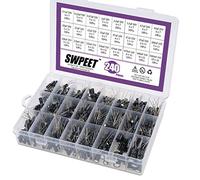 Swpeet Lot de 240 condensateurs électrolytiques de 24 types différents, gamme 0,1 uF-1000 uF, assortiment de condensateurs électrolytique