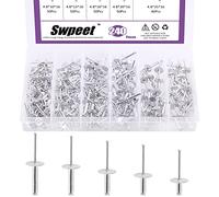 Swpeet Lot de 240 rivets aveugles en aluminium à extrémité ouverte pour intérieur et extérieur