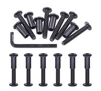 Swpeet Lot de 25 boulons hexagonaux M6 x 40 mm en acier carbone noir avec 1 clé Allen, tige de vis pour meubles, boucle de ceinture à tête longue, boulons de reliure en cuir
