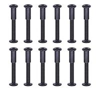 Swpeet Lot de 25 boulons hexagonaux M6 x 50 mm en acier carbone noir avec 1 clé Allen, tige de vis pour meubles, boucle de ceinture à tête longue, boulons de reliure en cuir