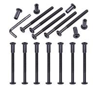 Swpeet Lot de 25 boulons hexagonaux M6 x 80 mm en acier carbone noir avec 1 clé Allen, tige de vis pour meubles, boucle de ceinture à tête longue, boulons de reliure en cuir