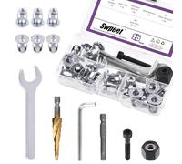 Swpeet Lot de 25 écrous Jack M6 et écrous à riveter manuels M6 avec kit d'outils d'installation - Écrous à fleurs - Vis à douille Phillips Insert Hex, pour mur creux, fer