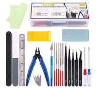 Swpeet Lot de 26 outils de base compatibles avec les outils de modélisation Gundam avec conteneur en plastique résistant, kit professionnel de remplacement pour outils de modélisme Gundam pour débutants