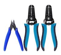 Swpeet Lot de 3 outils à dénuder bleus de 10 à 22 AWG de 17,8 cm avec kit de coupe-fils de 12,7 cm, outil à dénuder multifonction, pince à dénuder pour câble électrique