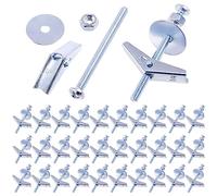 Swpeet Lot de 30 boulons à bascule et écrous papillon de 6,35 mm avec écrous hexagonaux, rondelles, kit d'assortiment de boulons à bascule, ancrages à bascule papillon pour accrocher des articles