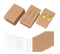 Swpeet Lot de 300 pièces en cuir de vachette de couleur - 100 pièces de 8,9 x 5,9 cm - Avec boucles d'oreilles en silicone et poches auto-scellantes