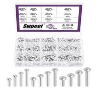 Swpeet Lot de 300 rivets solides en aluminium M4/M5/M6 × 10 mm/14 mm/20 mm/25 mm Rivets en aluminium, extrémité lisse, tête universelle, haute résistance à la corrosion pour bateaux de réparation