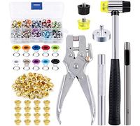 Swpeet Lot de 306 Œillets Métalliques 10 Couleurs 1,9 cm - Kit d'Installation Avec Pince Perforatrice, Maillet Souple et 100 Œillets Dorés