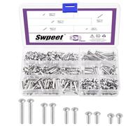 Swpeet Lot de 330 rivets à tête brasero M4 × 6 mm, 10 mm, 14 mm, 20 mm, 25 mm, en aluminium massif, finition unie, tête universelle, haute résistance à la corrosion pour réparation de bateaux, avions,