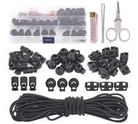 Swpeet Lot de 35 bloque-cordons en plastique avec 3 types de masques et 10 m de cordon élastique pour cordons de serrage, bloqueurs de cordons antidérapants, lacets, vêtements