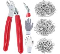 Swpeet Lot de 360 anneaux de porc galvanisés de 1,9 cm, 1,27 cm, 3/8" avec pince à anneau de porc (kit de pinces pour anneaux de porc courbés)