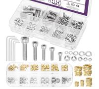 Swpeet Lot de 385 vis hexagonales en laiton avec écrous, rondelles, vis hexagonales, 5 tailles M2, M2,5, M3, M4, M5, en acier inoxydable 304