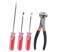 Swpeet Lot de 4 arrache-clous avec pince coupante de 17,8 cm, pince à ongles avec pince à épiler de 15,2 cm, pointe droite de 3 mm, pointe en U et pointe en V