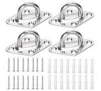 Swpeet Lot de 4 crochets en forme de losange M8 304 en acier inoxydable argenté avec vis et kit d'assortiment d'ancres en plastique, crochets en U, crochet en U pour suspension de sécurité