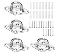 Swpeet Lot de 4 crochets M5 304 en acier inoxydable argenté avec vis et ancres en plastique, kit d'ancrage en plastique, crochet de plafond en U, crochet pour sécuriser la suspension