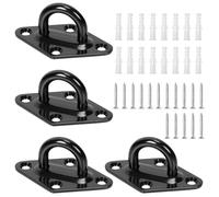 Swpeet Lot de 4 crochets M5 en acier inoxydable 304 noir avec vis et ancrages en plastique, crochets de plafond en U pour sécuriser la suspension