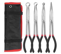 Swpeet Lot de 4 pinces de serrage de 27,9 cm de long avec pince droite à long bec aiguille, pince de retrait de bougie d'allumage décalée en acier au carbone de 1,9 cm, 1,27 cm, 1,9 cm de diamètre,