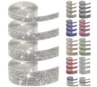 Swpeet Lot de 4 rouleaux de ruban de strass autocollants blancs de 4 tailles pour travaux manuels, décoration de téléphone
