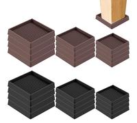 Swpeet Lot de 4 Tasses Noires Carrées en Caoutchouc Antidérapant de 5,08 cm x 5,08 cm, Kit de Patins Antidérapants pour Meubles, Embouts Antidérapants, Pieds Antidérapants pour Meubles, Stoppeurs de