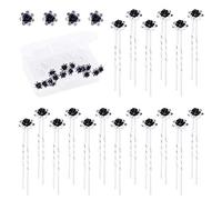 Swpeet Lot de 40 épingles à cheveux en forme de U avec rose et strass - Accessoires de cheveux pour mariage, femme, avec sac de rangement