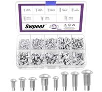Swpeet Lot de 400 rivets en aluminium massif M2 M2,5 M3 M4 × 6 mm 8 mm 10 mm tête semi-circulaire solide rivets en aluminium pour réparation bateau, avion