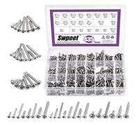 Swpeet Lot de 435 vis autotaraudeuses à tête ronde en acier inoxydable 304 et cruciformes à tête plate autotaraudeuse rapide en acier inoxydable 410